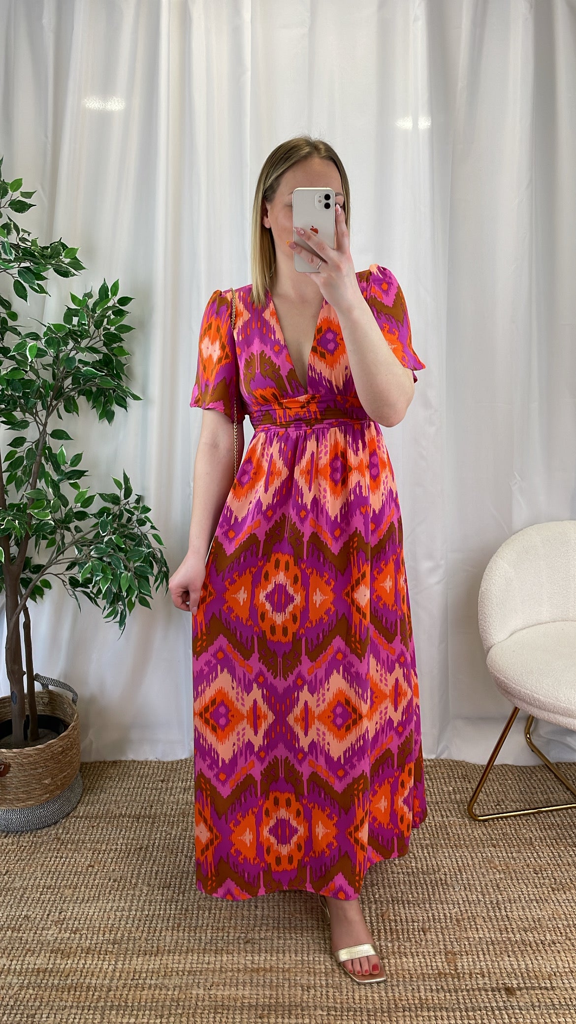 Robe longue SUNNY - Orange & Rose