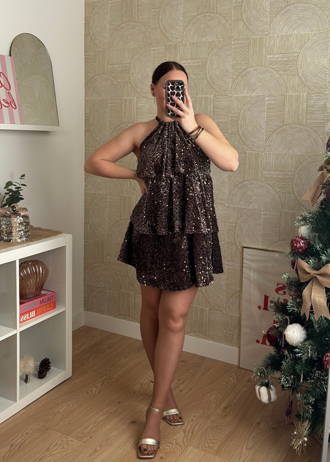 Robe à sequins chocolat "L'INCROYABLE"