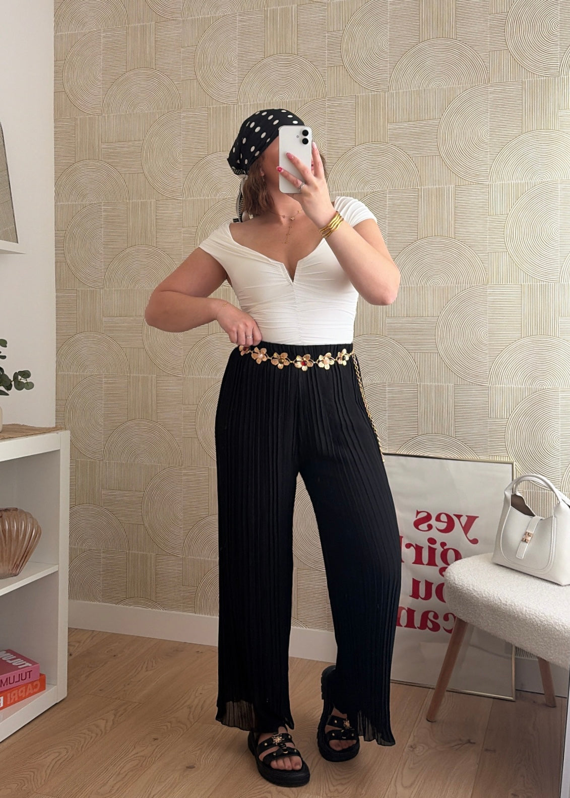 Pantalon plissé noir - LYNE