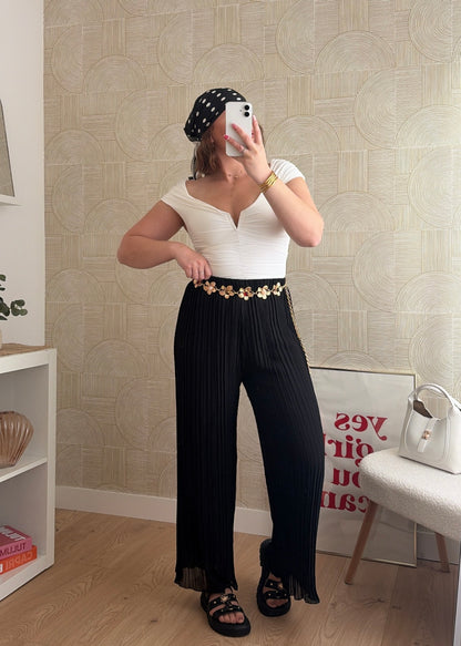 Pantalon plissé noir - LYNE