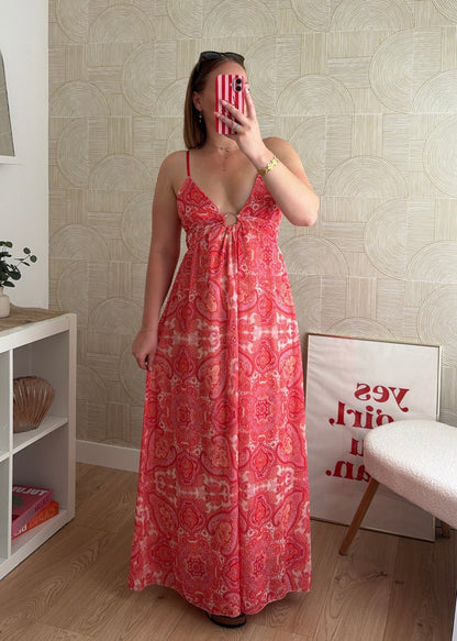 Robe longue corail - SIENNA