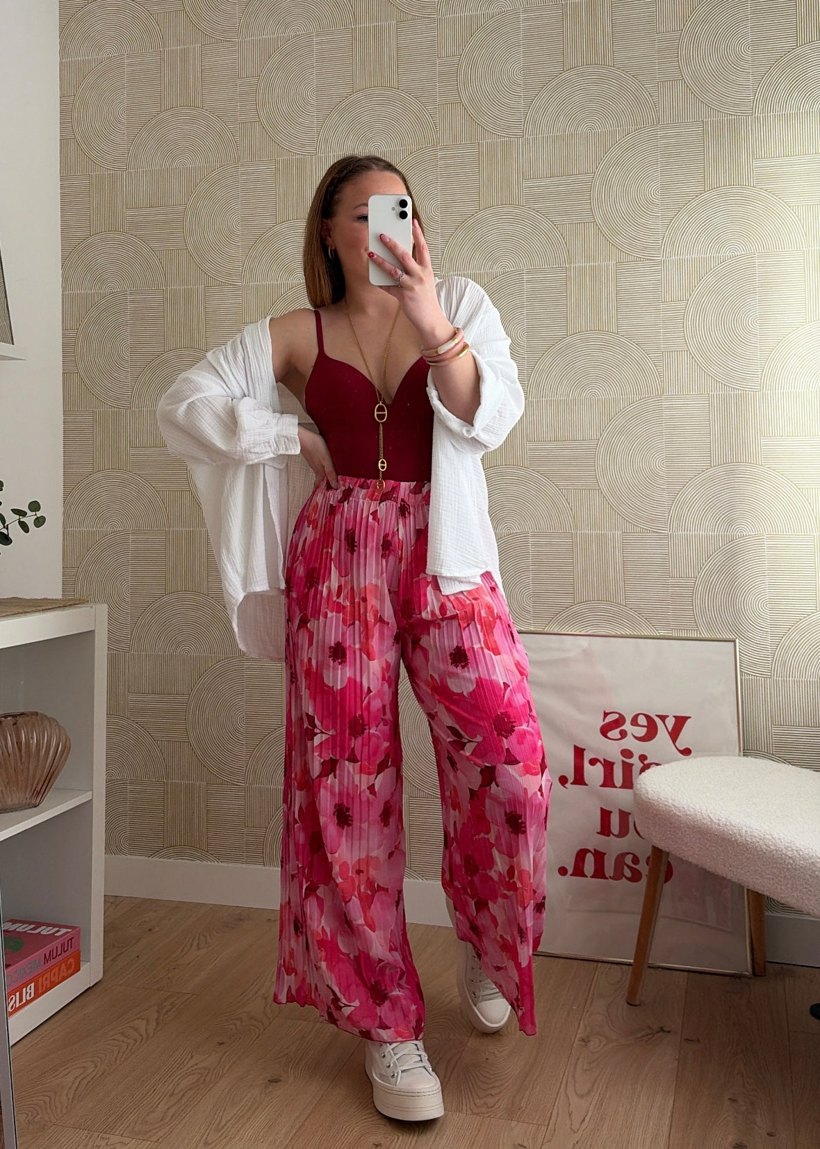 Pantalon plissé rose - NINA