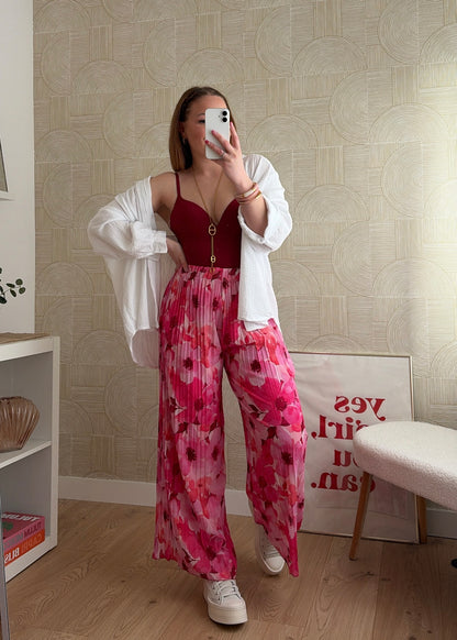 Pantalon plissé rose - NINA