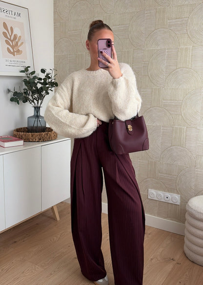 Pantalon à rayures bordeaux - ZAIA