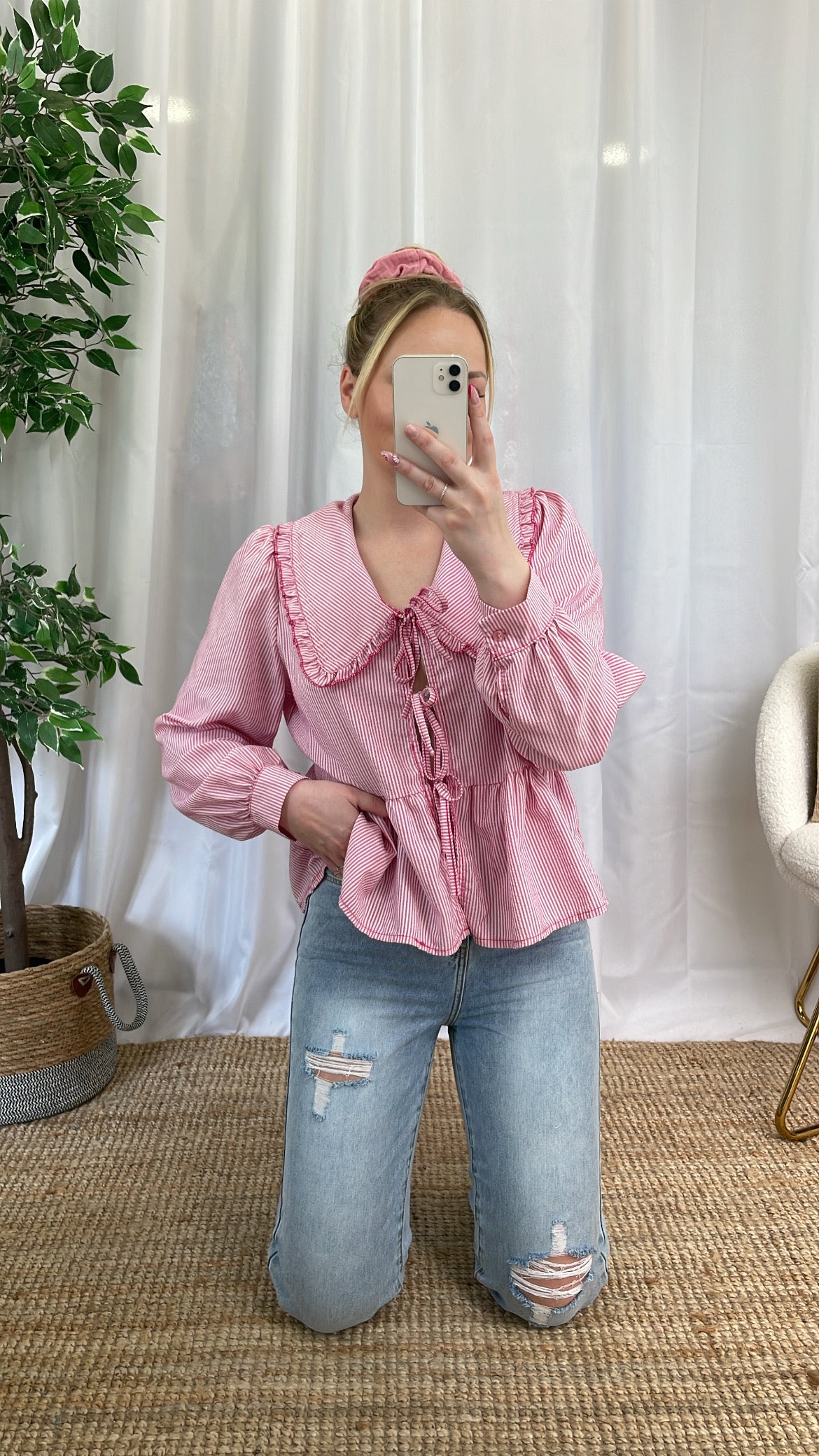 Blouse à nœuds ROXY - Rose