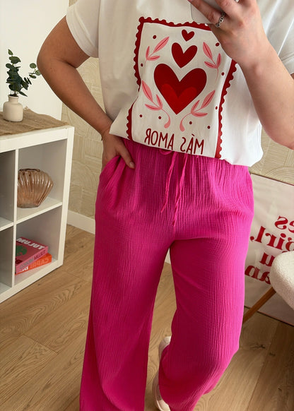 Pantalon fuchsia - GAZE DE COTON