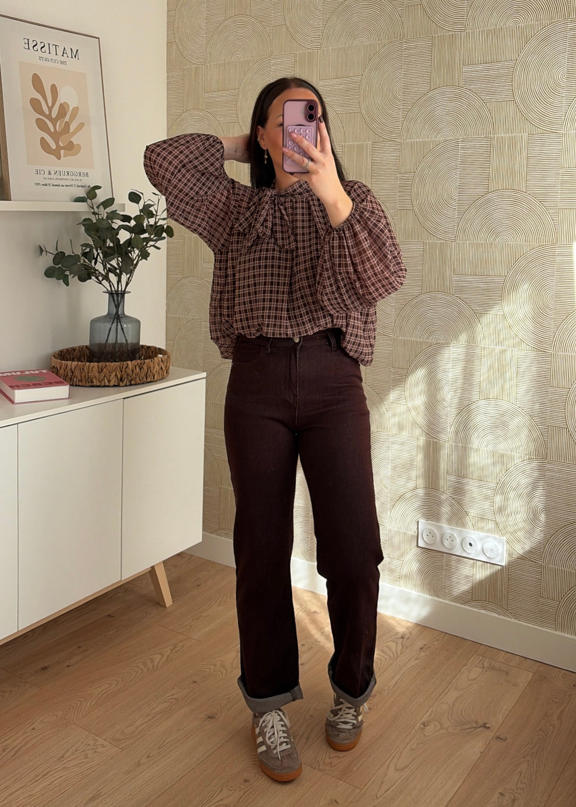 Blouse à carreaux choco - EVE