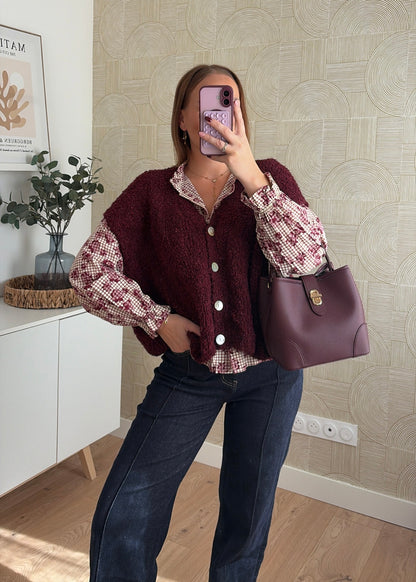 Gilet bouclette bordeaux - JOY