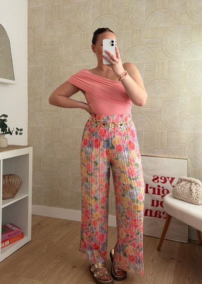 Pantalon plissé à fleurs - MIA